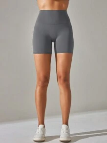 Women's High Waist Seamless Compression Sports Shorts - Màu xám đen - Xem 3