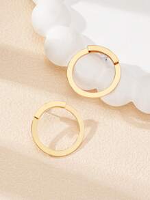 2只/1对 极简主义菱形夸张几何图案奢华风格女士耳环 - 金黃色 - 查看 4