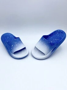 1 par de chanclas de color degradado para niños, resistentes al deslizamiento y al desgaste, aptas para interiores/exteriores, hogar, baño, verano - Azul y blanco - Ver 9