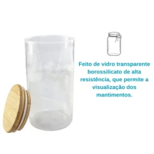 Kit With 3 Glass Jars With Bamboo Lid And Airtight Seal, 600ml Food Container - 彩色 - 查看 3