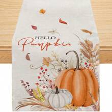 1PC Pumpkin Gnome Maple Leaf Buffalo Plaid Autumn Table Runner, Fall Kitchen Table Decorations For Outdoor Home Party Decorations - Black - View 4