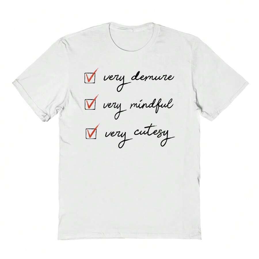 Social Collective Very Demure Checklist Unisex Graphic Cotton Short-Sleeve T-Shirt - trắng - Xem 1