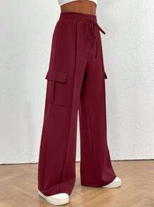 Pantaloni de trening casual, largi, cu talie cioplata de dama, toamna iarna