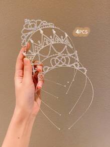 4pcs Girls Crown Headbands, Beauty Pageant, Stage Performance, Wedding Hair Accessories