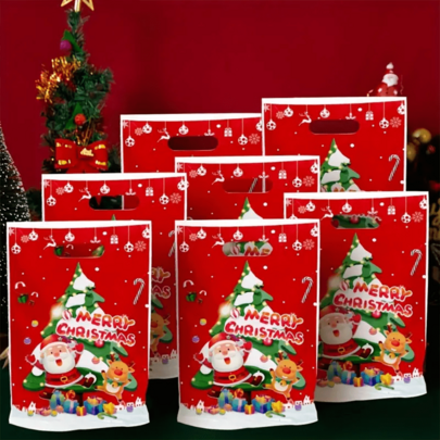 10 piezas Bolsas de regalo de caramelos para fiesta de Navidad, decoraciones navideñas, suministros para pequeños negocios, bolsas de compras, bolsas para fiestas, bolsas de regalo para fiestas de cumpleaños y bodas, bolsas de regalo para manualidades, recuerdos de fiesta, decoraciones de cumpleaños, decoraciones para recuerdos de fiesta, decoraciones para bodas, artículos para fiestas