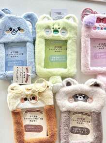 1pc Super Cute Furry Transparent Cartoon Card Holder, Ins Style Cartoon Plush Card Holder, Three Inch Photo Star Card Display Pendant, Multifunctional Id Card, Work Card, Student Card, Teacher Card, Medical Chest Card Available School Supplies,Back To School