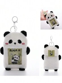 1pc Super Cute Furry Transparent Cartoon Card Holder, Ins Style Cartoon Plush Card Holder, Three Inch Photo Star Card Display Pendant, Multifunctional Id Card, Work Card, Student Card, Teacher Card, Medical Chest Card Available School Supplies,Back To School
