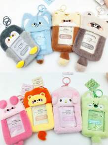 1pc Super Cute Furry Transparent Cartoon Card Holder, Ins Style Cartoon Plush Card Holder, Three Inch Photo Star Card Display Pendant, Multifunctional Id Card, Work Card, Student Card, Teacher Card, Medical Chest Card Available School Supplies,Back To School