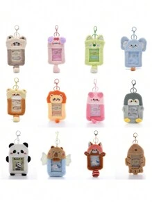 1pc Super Cute Furry Transparent Cartoon Card Holder, Ins Style Cartoon Plush Card Holder, Three Inch Photo Star Card Display Pendant, Multifunctional Id Card, Work Card, Student Card, Teacher Card, Medical Chest Card Available School Supplies,Back To School