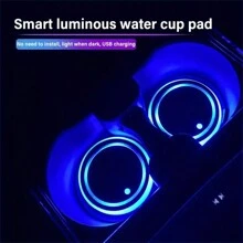 Luces LED para portavasos de coche, 7 colores cambiantes, carga por USB, almohadilla impermeable para vaso, luz de ambiente LED decorativa para interior de coche, accesorios para automóvil