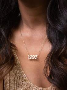 1 chiếc vòng cổ năm cá nhân hóa vòng cổ số tùy chỉnh cho nam nữ vòng cổ tùy chỉnh tối giản vòng cổ gothic quà tặng sinh nhật quà tặng kỷ niệm quà tặng ngày lễ tình nhân, quà tặng ngày lễ cho gia đình ngày lễ tình nhân - Vàng - Xem 4