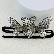 1件装时尚水钻蝴蝶发髻造型工具，柔软蓬松的发型发箍，优雅的卷发头饰，女士日常发饰及装饰，适合万圣节、婚礼、派对等场合，发饰配件
