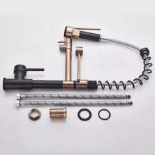 High Pressure Spring Kitchen Faucet, Two Spouts, Pull-Out Kitchen Faucet, 360 Degree Swivel (Black With Rose Gold) - Black with Rose Gold - View 7