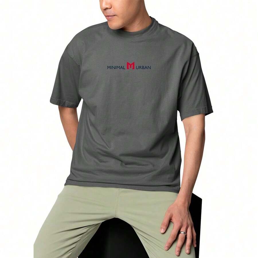 Cotton Casual T-Shirt Printed Logo Small Comfortable Stylish Minimal Logo - 深灰色 - 查看 1
