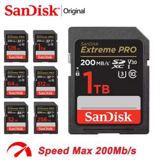  SanDisk Extreme PRO SD-kort, U3 4K V30 flashminneskort, 1 TB/512 GB/256 GB/128 GB/64 GB/32 GB alternativ, höghastighets-SD-minneskort, lämplig för kameror, upp till 200 MB/s maxhastighet
