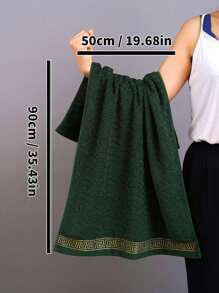 QIBHI 3/2/1pc Cotton Jacquard European Style Bath Towel Or Bath Sheet, 100% Cotton Terry, Absorbent & Soft, Suitable For Bathroom, Hotel, Gym, Travel, Gift, Salon, Sports, Outdoor, Beach, School, Back To School, Travel Accessories, Home Essentials, Towels, Skin Care - Army Green - View 9