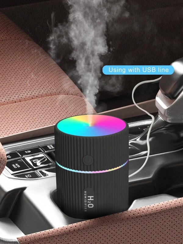 1 Stück USB-betriebener 220 ml leuchtender Auto-Luftbefeuchter, zwei Verneblungsmodi Direkt-Verneblung und indirekte Verneblung, geeignet für Auto, Schlafzimmer und Büro, kompakte Form, einfach zu tragen