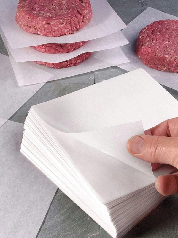 100/200 pièces Papier absorbant l'huile pour galette de burger, carré de couleur unie anti-adhésif pour séparer les galettes congelées pressées. Doublures pour friteuse à air, papier pour friteuse à air, accessoire de friteuse à air