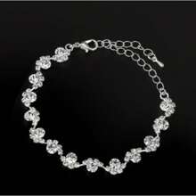 925 Silver Plated Diamond Flower Bracelet Adjustable Chain Bracelet For Women - 銀色 - 查看 5