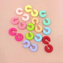 10pcs/Set Fashionable Dopamine Colorful Jelly Acrylic Twist Crescent Star Candy Color Clip On Earrings, No Piercing Needed - Style9 - View 8