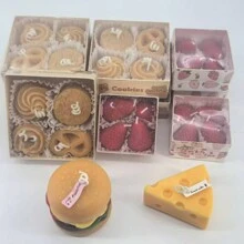 4 件装饼干香味蜡烛带礼盒，手工制作的仿真食物蜡烛香味装饰，情人节家居装饰，求婚布置，婚房，婚礼装饰，美容室装饰，家居装饰万圣节、幽灵、秋季、节日、圣诞节、冬季、节日、节日、礼物 - 彩色 - 查看 5