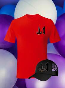 playera + gorra ct invertido volteado enfrete chico tumbados corrido - Rojo - Ver 1