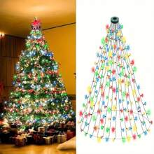 1 pièce Guirlande lumineuse de 200 LED pour sapin de Noël avec 8 modes d'éclairage, guirlande pour le haut de l'arbre, décoration de Noël, décoration de chambre, décoration de maison, décoration de fête, décoration de vacances, cadeau de Noël, décorations de sapin de Noël
