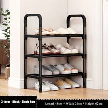 1 pieza Estantería para zapatos de múltiples niveles, estantería para zapatos independiente, fácil de ensamblar, organizador de zapatos para casa de alquiler, entrada, pasillo, dormitorio, baño, oficina, sala de estar - Negro - Ver 19