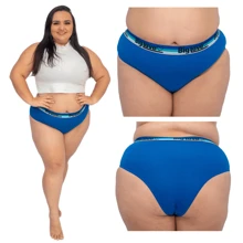 kit 5 Calcinhas tangão Plus Size  BIG LOVE Cintura Alta Com Cós Largo de Algodão Cotton  Ref026 - Multicolorido - Visão 5