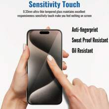 4 件装隐私屏幕保护膜，适用于 16/15/15Pro/15Plus/15Promax/14/14pro/14plus/14promax/13promax/13pro/13mini/13/12promax/12pro/12mini/12/11promax/11pro/11，传感器保护，兼容 Dynamic Island，9H 防窥私人钢化玻璃膜，防刮，生日、家人、朋友防窥的简易礼物，手机屏幕保护膜，手机配件防水防震防摔防摔防指纹全覆盖 - 黑色 - 查看 5