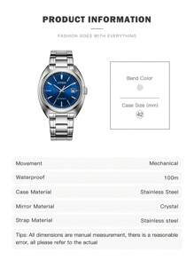 CITIZEN Watches For Men Automatic Watch With Mechanical Movement And Crystal Dial Men's Watch With Date Display, Stainless Steel Strap NJ0100-71L - Blue - View 9