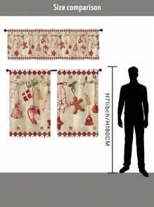 2pcs Christmas Themed All-Over Pattern Cartoon Digital Print Home Decorative Curtain Set, Multi-Seasonal - Multicolor - View 6