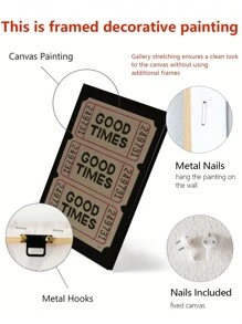 1pc Wall Art Prints, Retro Good Times Ticket Print, Black White Wall Art, Printable Art Digital Prints, Retro Bar Cart Decor, Preppy Room Decor, No Frame - Multicolor - View 9