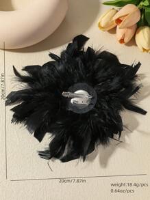 1 件手工复古法式夸张羽毛胸针发夹，独特的羽毛花胸针，时尚优雅的女士多功能头饰配饰，适合日常佩戴和晚间活动情人节、妈妈、母亲、母亲节、礼物 - 黑色 - 查看 3