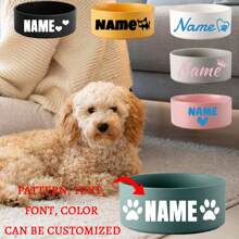 1 chiếc bát đựng thức ăn bằng gốm sứ cá nhân hóa cho chó lớn nhỏ, bát đựng nước bằng sứ dễ thương, đĩa đựng thức ăn cho chó có trọng lượng nặng, đĩa đựng nước cho chó - màu xanh lá - Xem 1