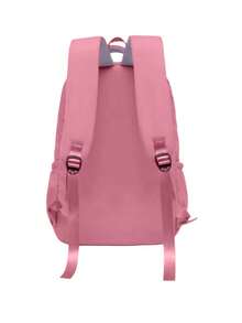 Women's Waterproof Nylon School Backpack - 玫紅色 - 查看 2