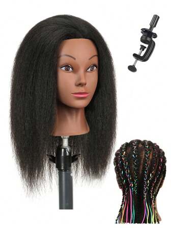 16 Inch Mannequin Head With Hair Training Head Model - Cosmetology Manikin Doll Head For Practice With Adjustable Stand, Ideal For Hairdressers, Cosmetology Students And Beauty Enthusiasts