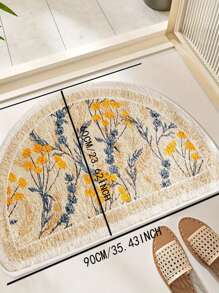 1 件手绘花卉图案浴室垫，仿羊毛纹理家居浴室装饰浴室地毯地毯户外地毯门垫秋季装饰浴室配件返校 - 彩色 - 查看 5