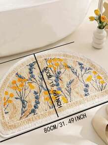 1 件手绘花卉图案浴室垫，仿羊毛纹理家居浴室装饰浴室地毯地毯户外地毯门垫秋季装饰浴室配件返校 - 彩色 - 查看 4