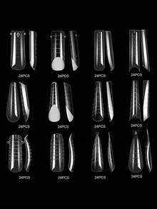 12 Type Dual Nail Forms 288PCS Builder Extension Gel Extra Long Curve Nail Molds For Nail Gel Design Salon & Home DIY - Clear - View 5