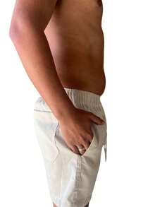 Mauricinho Premium Linen Bermuda Shorts For Men, Casual Beachwear, With Pocket - Màu be - Xem 2