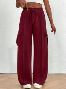 Pantaloni de trening casual, largi, cu talie cioplata de dama, toamna iarna