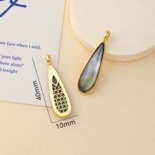 1pc Natural Freshwater Shell Long Water Drop Shape Pendant Charms For DIY Women Men Necklace Jewelry Making Accessories - 40x10mm - View 2