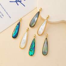 1pc Natural Freshwater Shell Long Water Drop Shape Pendant Charms For DIY Women Men Necklace Jewelry Making Accessories - 40x10mm - View 1