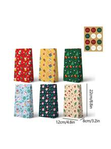 12个圣诞礼品袋，圣诞礼物包装袋，圣诞老人瓶嘴纸袋，烘焙食品包装袋，圣诞平安夜苹果包装袋，圣诞装饰品，圣诞礼物装饰包装袋，适用于节日派对纪念品装饰包装袋圣诞节圣诞装饰圣诞睡衣圣诞礼物圣诞装饰 - 彩色 - 查看 5