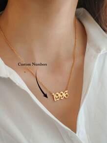 1 chiếc vòng cổ năm cá nhân hóa vòng cổ số tùy chỉnh cho nam nữ vòng cổ tùy chỉnh tối giản vòng cổ gothic quà tặng sinh nhật quà tặng kỷ niệm quà tặng ngày lễ tình nhân, quà tặng ngày lễ cho gia đình ngày lễ tình nhân - Vàng - Xem 1