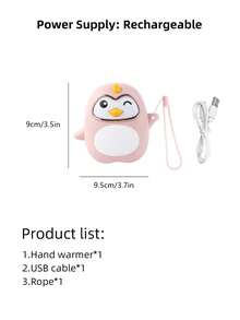 1 件便携式暖手器，USB 充电，2 档温度可调，带柔和夜灯，适合室内和室外使用 - 彩色 - 查看 4