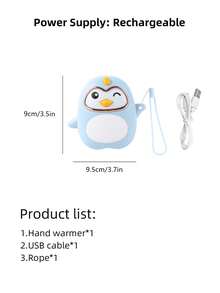 1 件便携式暖手器，USB 充电，2 档温度可调，带柔和夜灯，适合室内和室外使用 - 彩色 - 查看 2