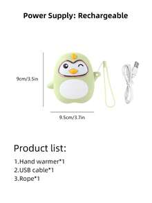 1 件便携式暖手器，USB 充电，2 档温度可调，带柔和夜灯，适合室内和室外使用 - 彩色 - 查看 3