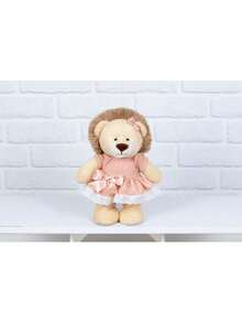 Plush  Lion Standing Upright Girl 25 Cm - Niches And Decorations - Coral Pink - View 2